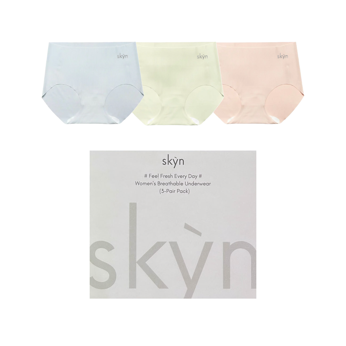 SKYN Seamless Everyday Panty 1 pack (3 pcs) in blue, green and pink with inner card